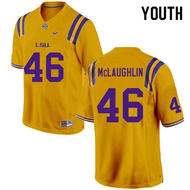 Youth #46 Blake McLaughlin LSU Tigers College Football Jerseys Sale-Gold